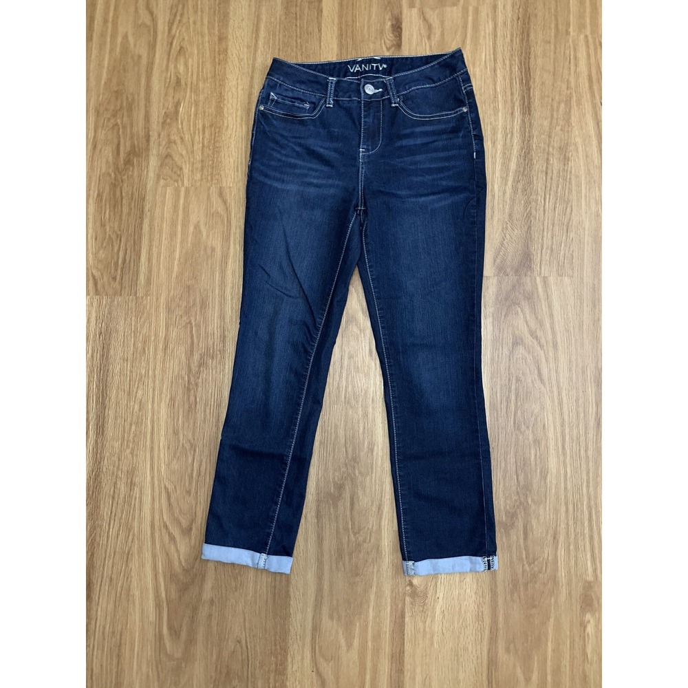 Vanity Jeans Womens Sz 28 Slim. Cuffed. Dark Wash